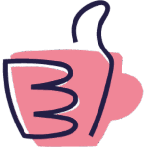 Różowa filiżanka kawy w stylu line-art, ikona Coffeedesk